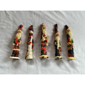 Christmas Pencil Santa & Snowman Figures, Dazzle Patch Giftcraft 1996, Set of 5